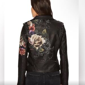 WOMEN'S FLORAL LEATHER JACKET